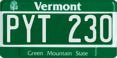 VT license plate PYT230