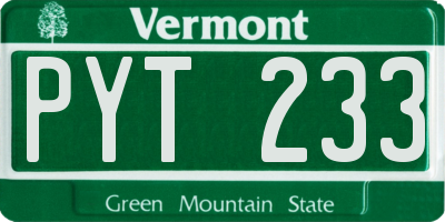 VT license plate PYT233