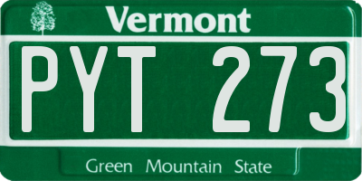 VT license plate PYT273