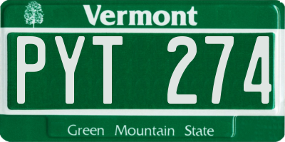 VT license plate PYT274