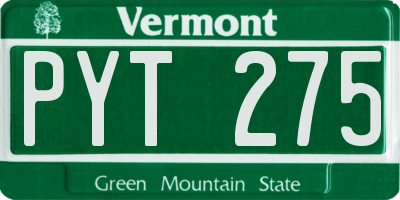 VT license plate PYT275