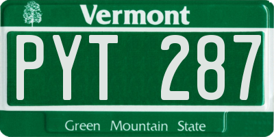VT license plate PYT287