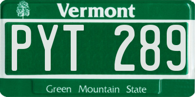 VT license plate PYT289