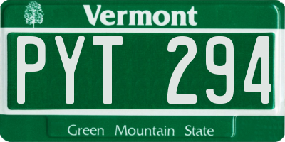 VT license plate PYT294