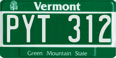 VT license plate PYT312