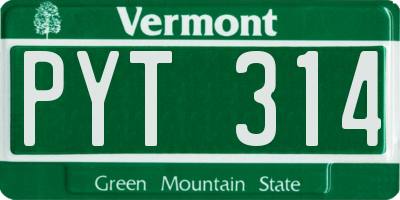 VT license plate PYT314