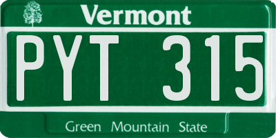 VT license plate PYT315