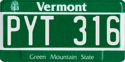 VT license plate PYT316