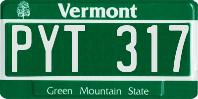 VT license plate PYT317