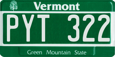 VT license plate PYT322