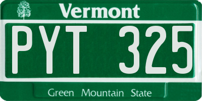 VT license plate PYT325