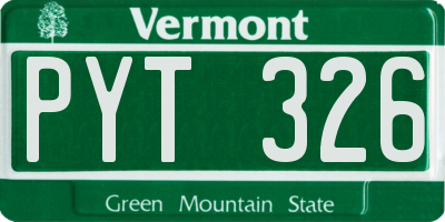 VT license plate PYT326