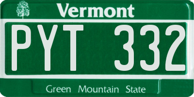 VT license plate PYT332