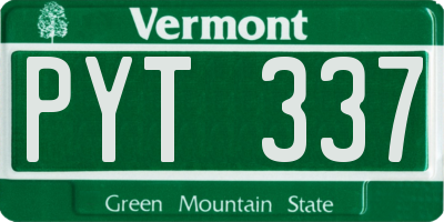 VT license plate PYT337