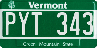 VT license plate PYT343