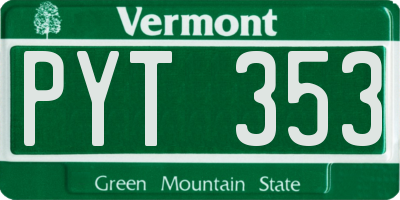 VT license plate PYT353
