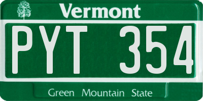 VT license plate PYT354