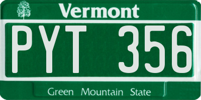 VT license plate PYT356
