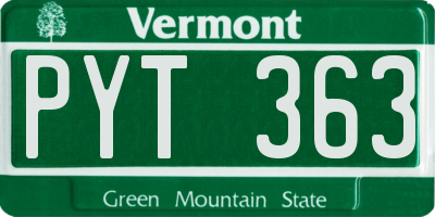 VT license plate PYT363