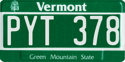 VT license plate PYT378