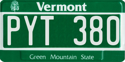 VT license plate PYT380