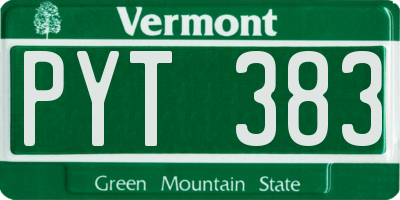 VT license plate PYT383