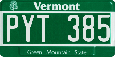 VT license plate PYT385