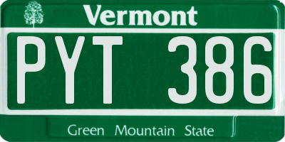 VT license plate PYT386