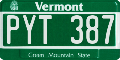 VT license plate PYT387
