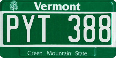 VT license plate PYT388