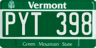 VT license plate PYT398