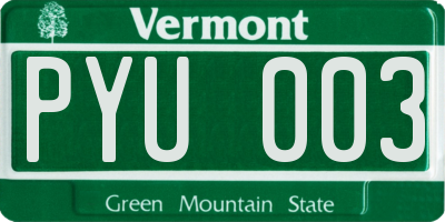 VT license plate PYU003