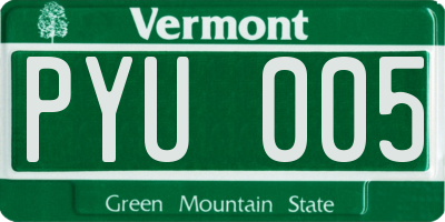 VT license plate PYU005