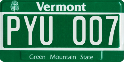 VT license plate PYU007