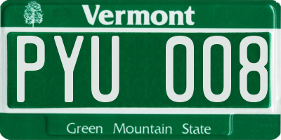 VT license plate PYU008