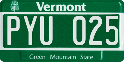 VT license plate PYU025