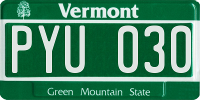 VT license plate PYU030