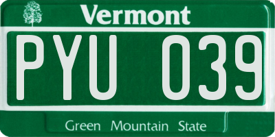 VT license plate PYU039