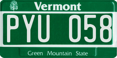 VT license plate PYU058