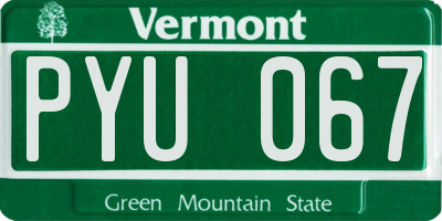VT license plate PYU067