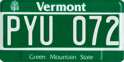 VT license plate PYU072