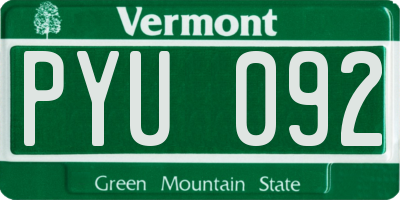 VT license plate PYU092