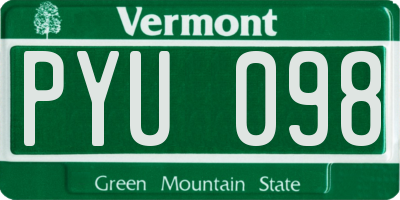 VT license plate PYU098