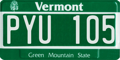 VT license plate PYU105