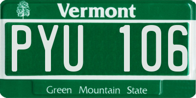 VT license plate PYU106