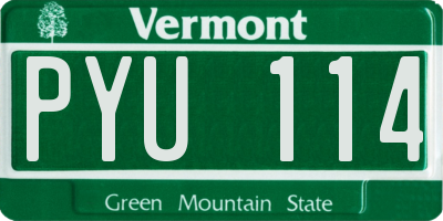 VT license plate PYU114