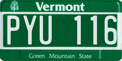 VT license plate PYU116