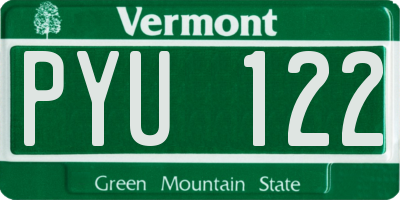VT license plate PYU122