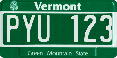 VT license plate PYU123