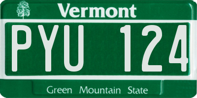 VT license plate PYU124